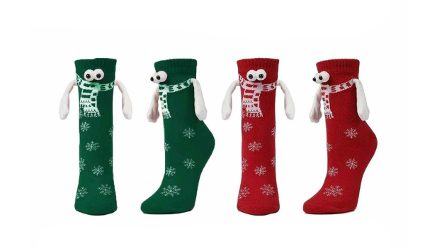 2 Pairs Christmas Novelty Couple Holding Hands Socks