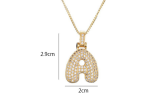 Charm Balloon Initial Letter Pendant Zirconia  Necklaces