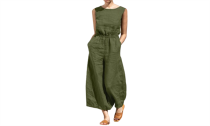 Women's Casual High Waist Sleeveless Wide Leg Jumpsuit Romper Pants