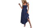 Women's Backless Print Camisole Maxi  Dress