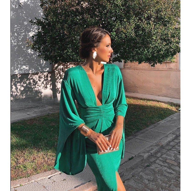 ladies green party dresses