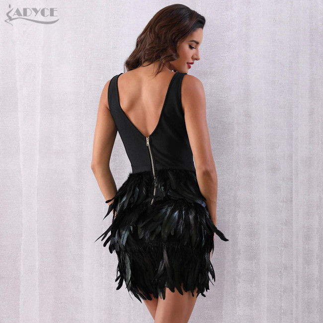 Fawn black feather skirt bodycon dress review