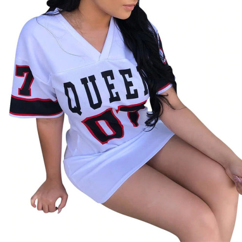 Fashion Queen Letters Printing Women Sexy Bodycon Mini Dress