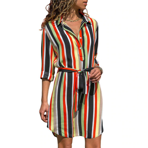 Long Sleeve Shirt Dress 2019 Summer Chiffon Boho Beach Dresses