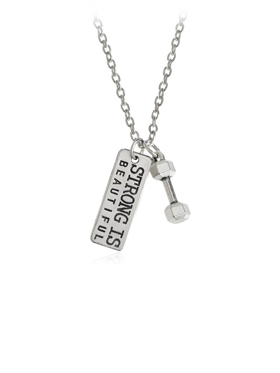 Men's Necklace Letter Pattern Dumbbell Pendant Creative ...