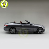 1/18 Mercedes Benz C Class Klasse Convertible C205 Diecast Metal Car Model Toys Boy Girl Birthday Gift Collection Hobby Gray Color