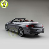1/18 Mercedes Benz C Class Klasse Convertible C205 Diecast Metal Car Model Toys Boy Girl Birthday Gift Collection Hobby Gray Color