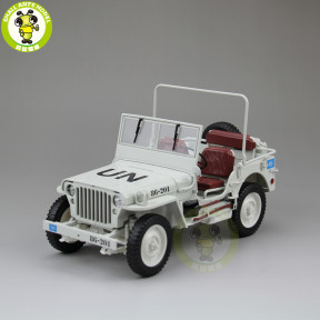 1:18 1/4 Ton US ARMY U.N. WILLYS JEEP TOP DOWN Diecast Car Model Welly white