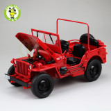 1:18 1/4 Ton US ARMY WILLYS JEEP TOP DOWN Diecast Car Toys Model Welly Red