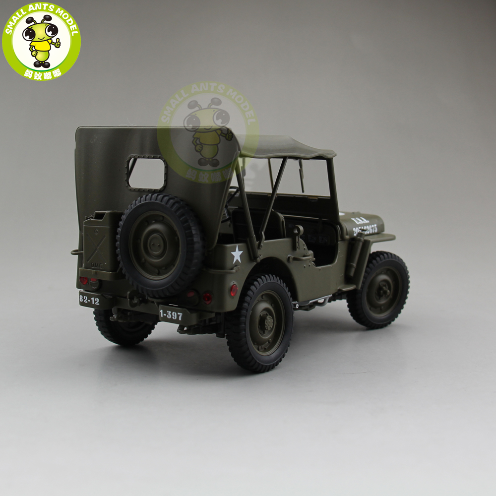 1/18 1941 JEEP WILLYS MB US ARMY Diecast Car Model Toys Welly Army Green 