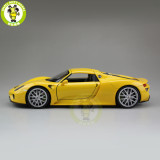 1/24 Porsche 918 SPYDER Closed Top Welly Diecast Model Car Toys Kids Gifts