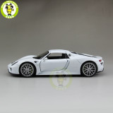 1/24 Porsche 918 SPYDER Closed Top Welly Diecast Model Car Toys Kids Gifts