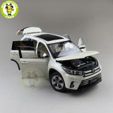 1/18 Toyota Highlander 2018 Diecast SUV Car Model Toys Kids Boy Girl Gifts White