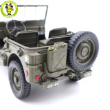 1/18 WELLY 1/4 Ton US ARMY WILLYS JEEP TOP DOWN Diecast Car Model Toys Army Green
