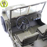 1/18 WELLY 1/4 Ton US ARMY WILLYS JEEP TOP DOWN Diecast Car Model Toys Army Green