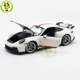 1/18 Porsche 911 992 GT3 2021 Norev 187306 White Red Strips Diecast Model Toys Car Gifts For Husband Boyfriend Father