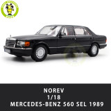 1/18 Mercedes Benz 560 SEL 1989 Norev 183789 Diecast Model Toys Car Gifts For Father Friends