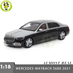 1/18 Mercedes Maybach S Class S680 2021 Almost Real 820120 Silver Black Diecast Model Toy Car Gifts For Friends Father