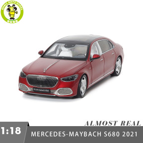 1/18 Mercedes Maybach S Class S680 2021 Almost Real 820119 Patagonia Red Diecast Model Toy Car Gifts For Friends Father