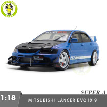 1/18 Super A Mitsubishi Lancer EVO IX 9 Blue Diecast Model Toy Car Gifts For Father Friends