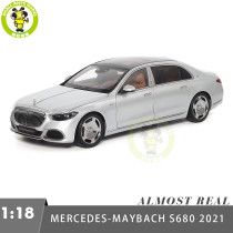1/18 Mercedes Maybach S Class S680 2021 Almost Real 820118 Hightech Silver Diecast Model Toy Car Gifts For Friends Father