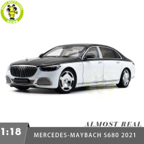 1/18 Mercedes Maybach S Class S680 2021 Almost Real 820121 Black White Diecast Model Toy Car Gifts For Friends Father