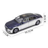 1/18 Mercedes Maybach S Class S680 2021 Almost Real 820125 Nautical Blue / Cirrus Silver Diecast Model Toy Car Gifts For Friends Father