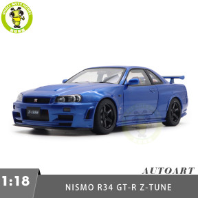 1/18 Nissan NISMO R34 GT-R Z-tune AUTOart 77462 Bayside Blue Model Car