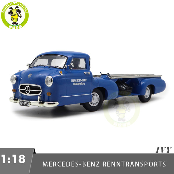 1/18 IVY Mercedes Benz Renntransporter Blaues Wuuder Car Transporter 1954 Diecast Model Toy Car Gifts For Father Friends