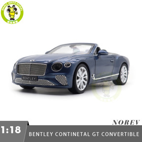 1/18 Bentley Continental GT Convertible 2019 Norev 182785 Blue Crystal Metallic Diecast Model Car Toys Gifts For Adults Friends Father