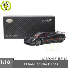 1/18 PAGANI ZONDA F 2005 Almost REAL 850410001 Gloss Carbon Black with Red Stripe Diecast Model Toy Car Gifts For Friends Father