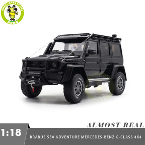 1/18 Brabus 550 Adventure Mercedes-Benz G Class 4×4² Almost Real 860303 Obsidian Black Diecast Model Toy Car Gifts For Friends Father