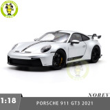 1/18 Porsche 911 992 GT3 2021 Norev 187317 Silver Black Strips Diecast Model Toys Car Gifts For Husband Boyfriend Father