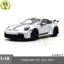 1/18 Porsche 911 992 GT3 2021 Norev 187317 Silver Black Strips Diecast Model Toys Car Gifts For Husband Boyfriend Father