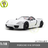 1/18 Porsche 918 Spyder Weissach Package Autoart 77920 White/Red Interior Model Toy Car Gifts For Father Friends