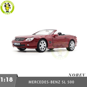 1/18 Mercedes Benz SL 500 2003 Norev 183842 Red Metallic Diecast Model Toys Car Gifts For Father Friends