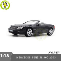 1/18 Mercedes Benz SL 500 2003 Norev 183840 Black Diecast Model Toys Car Gifts For Father Friends