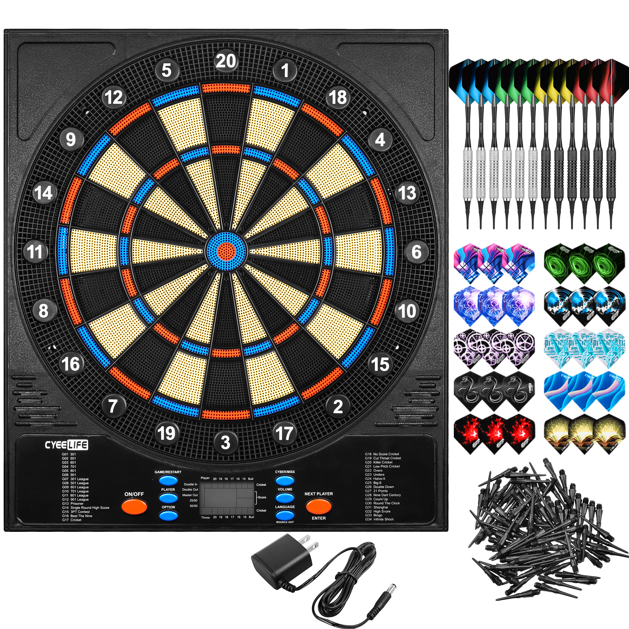 CyeeLife-Soft tip darts18g-12Flights-60Tips-12Aluminum shafts -Brass Darts&Black PVD Coating-Green&Red Lines-6 Packs 48&35mm 