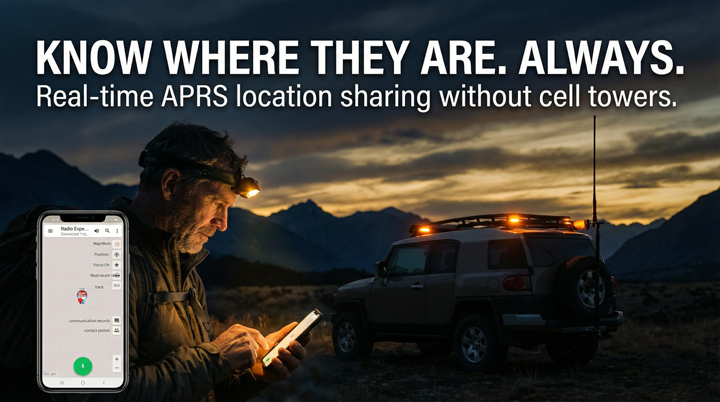 Real-time APRS location tracking and SSTV image transmission via VR-N7500 app-controlled ham radio.
