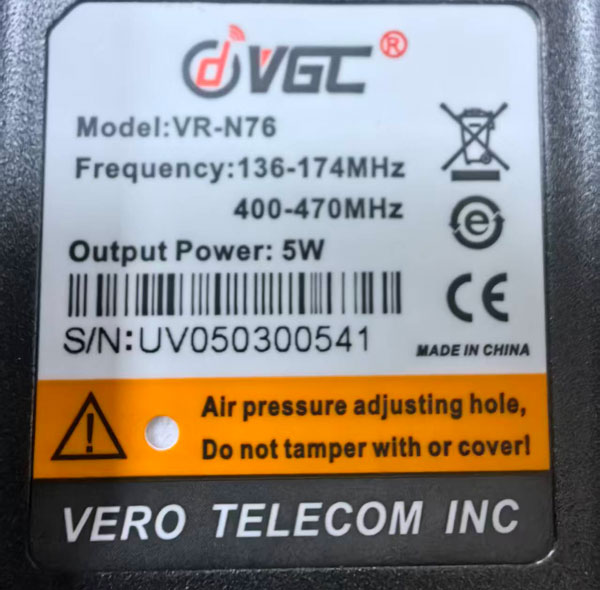 VGC VR-N76 genuine IP67 pressure vent with ePTFE waterproof-breathable membrane close-up view.