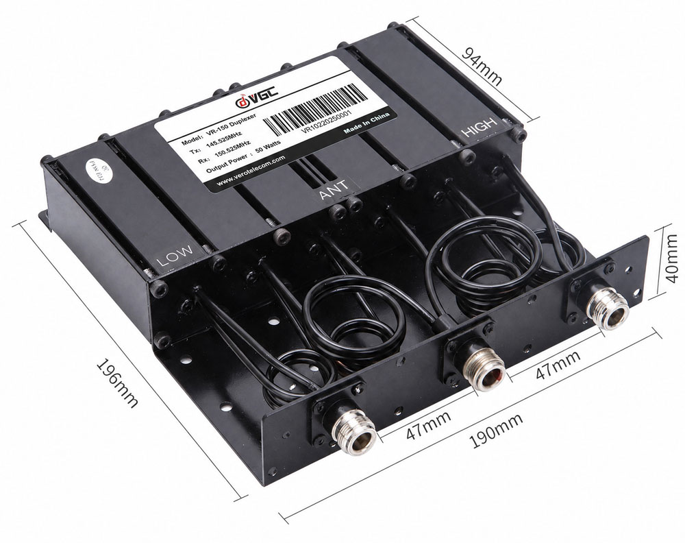 VR-150D VHF Duplexer Vector Network Analyzer Performance Sweep Curve