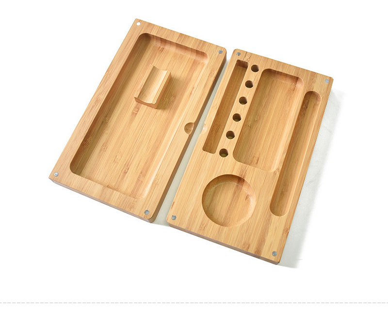 raw wooden rolling tray box
