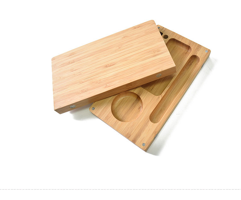 raw wooden rolling tray box