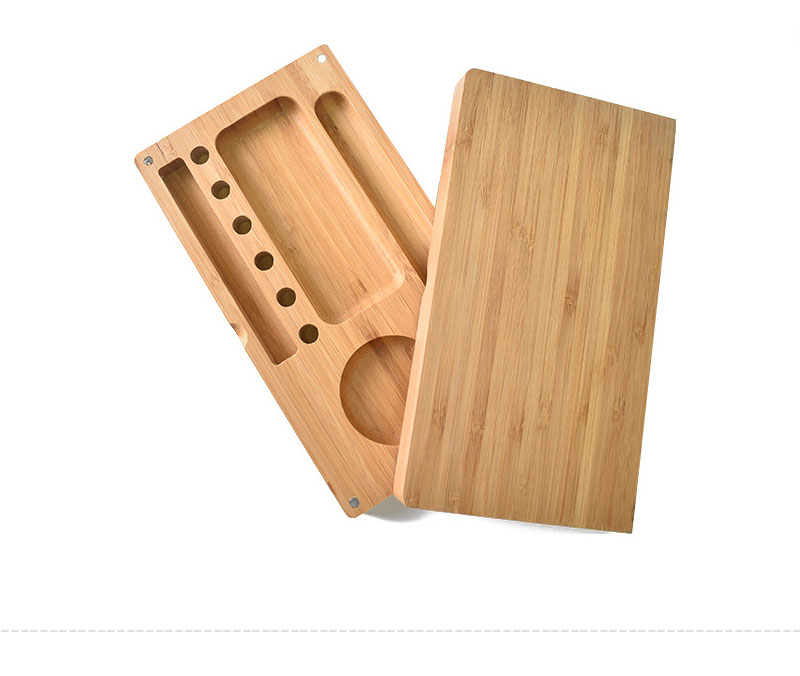 raw wooden rolling tray box
