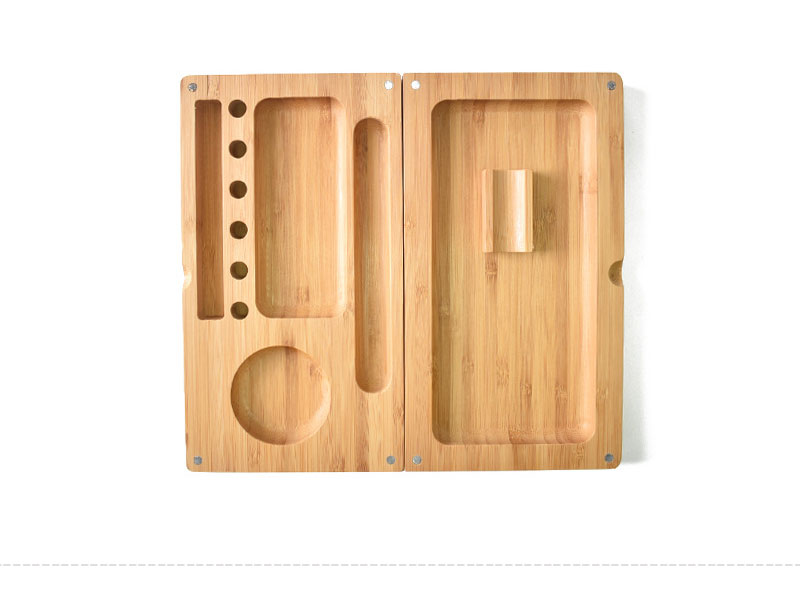 raw wooden rolling tray box