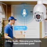 Outdoor 5MP WiFi Wireless PTZ Cameras, SV3C 10 LED Super HD Pan Tilt 5X Zoom Security IP Camera, 2-Way Audio Motion Detection Dome Cameras, Weatherproof Surveillance Camera, Support Max 128GB SD Card