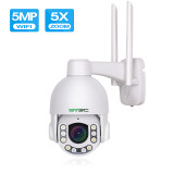 Outdoor 5MP WiFi Wireless PTZ Cameras, SV3C 10 LED Super HD Pan Tilt 5X Zoom Security IP Camera, 2-Way Audio Motion Detection Dome Cameras, Weatherproof Surveillance Camera, Support Max 128GB SD Card