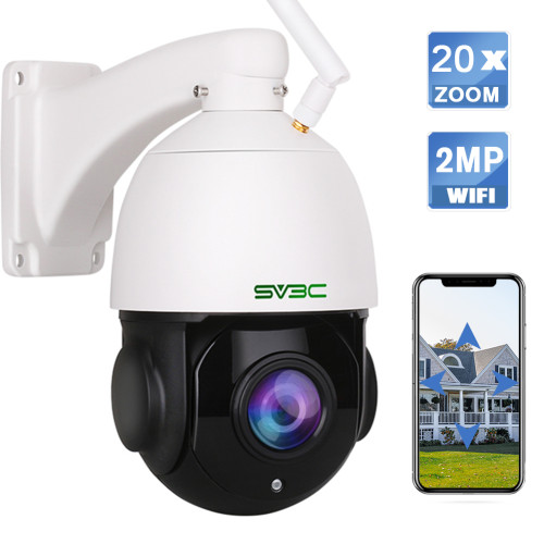 【20X Optical Zoom】SV3C 1080P WiFi PTZ Security Camera Outdoor, Pan Tilt with 20X Optical Zoom, Wireless IP Dome Surveillance CCTV Camera, 196ft IR Night Vision, Two-Way Audio, IP66 Waterproof, Built-in SD Slot