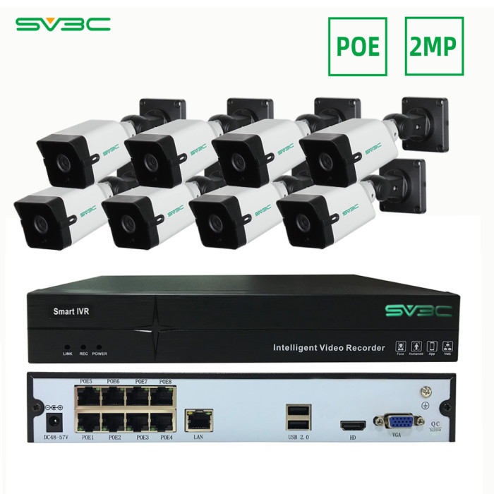 US$ 299.99 - SV3C Outdoor Security 8CH NVR Kit Full HD 8Channel POE IP  Camera System 2mp - www.sv3c.com