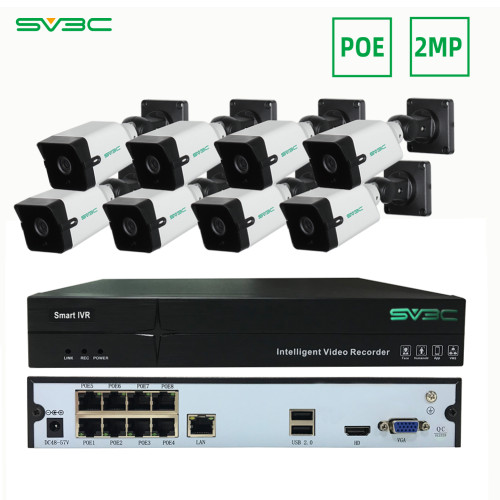 SV3C Outdoor Security 8CH NVR Kit Full HD 8Channel POE IP Camera System 2mp